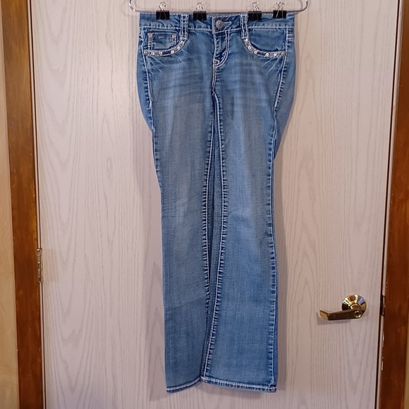 LA Idol USA Jeans, Size 5, Low-Rise, Boot Cut, 30W x 30L, Bedazzled - Picture 1 of 12
